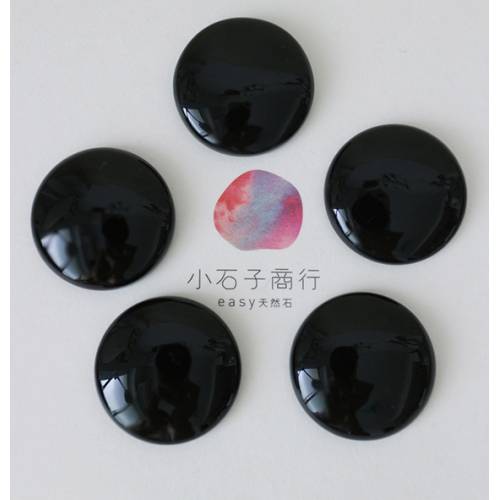 黑瑪瑙-圓形戒面 25x25x6.5~7mm (1入)