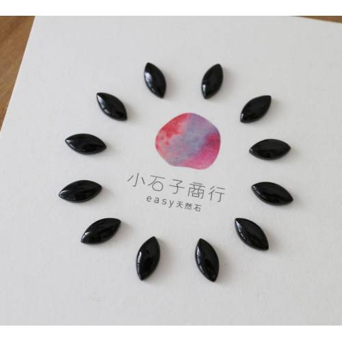 黑瑪瑙-馬眼形戒面 5x10x2.8mm (1入)