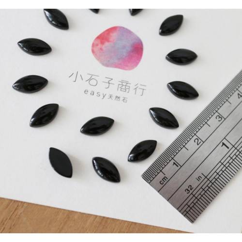 黑瑪瑙-馬眼形戒面 5x10x2.8mm (1入)