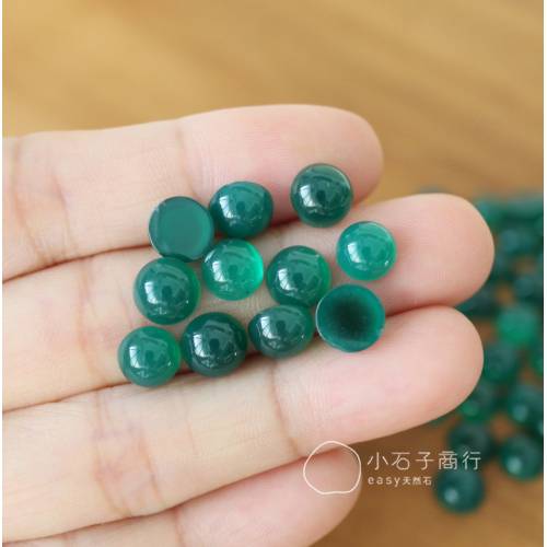 綠瑪瑙-圓形戒面 7.5x7.5x3mm (1入)