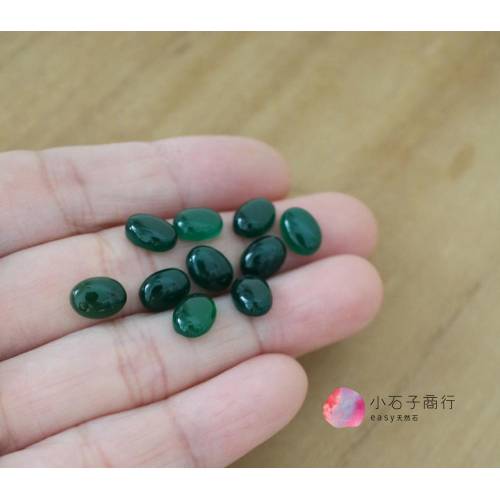 綠瑪瑙-橢圓形戒面 6x8x3mm (1入)