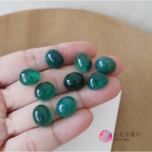 綠瑪瑙-橢圓形戒面 10x12x7mm(A) (1入)