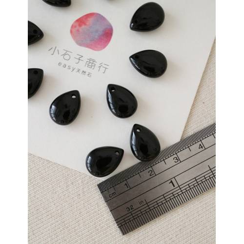 黑瑪瑙-扁水滴10x14mm(中洞) (1入)