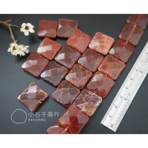 火鳳凰紅瑪瑙-正方切角20mm (8入)