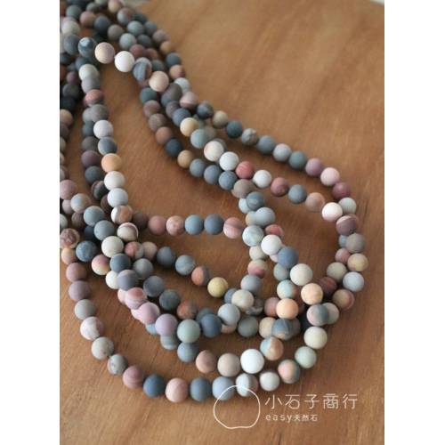 美國圖畫石-6~6.5mm圓珠(磨砂) (5入)