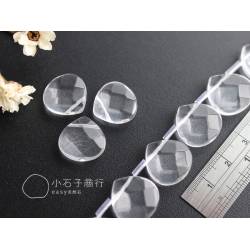 白水晶-扁水滴切角16mm"側洞" (1入)