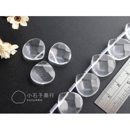 白水晶-扁水滴切角16mm"側洞" (1入)